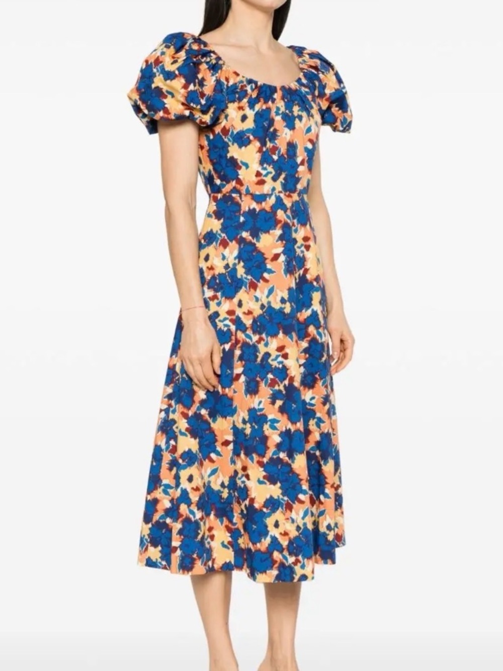 Ulla Johnson Blue, Yellow and Orange Floral Midi Dress size 2